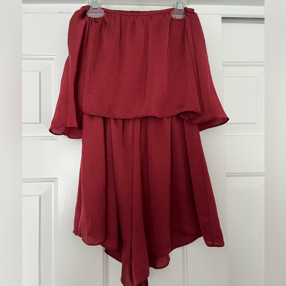 Honey Punch Burgundy Strapless Romper